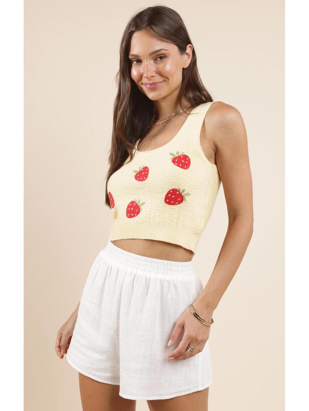 Berry Cute Embroidered Knit Tank